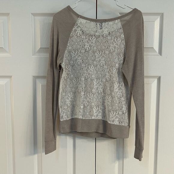 FANG Crewneck Sweater Top with Lace Back Beige/Cream - Picture 5 of 6
